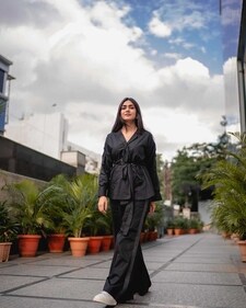Mrunal Thakur in a wrap around shacket and wide-legged pants (Photo: Instagram) Mrunal Thakur in a wrap around shacket and wide-legged pants (Photo: Instagram)