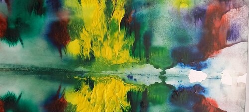 One of the paintings by Tamana Chona, on display at the solo exhibition. One of the paintings by Tamana Chona, on display at the solo exhibition.