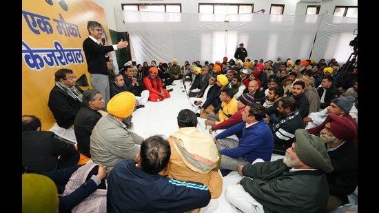 During his Haryana visit, AAP general secretary (organisation) Sandeep Pathak also alleged that the present dispensation has been continuously cheating the farmers. (Source: X)