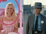 Margot Robbie in Barbie (left) and Cillian Murphy in a still from Oppenheimer.