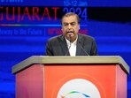 India's Reliance Industries Chairman Mukesh Ambani addresses the Vibrant Gujarat Global Summit, a business event to attract investments to the Gujarat state, in Gandhinagar, India, Wednesday, Jan.10, 2024. (AP Photo/Ajit Solanki) India's Reliance Industries Chairman Mukesh Ambani addresses the Vibrant Gujarat Global Summit, a business event to attract investments to the Gujarat state, in Gandhinagar, India, Wednesday, Jan.10, 2024. (AP Photo/Ajit Solanki)