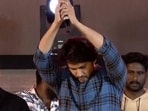 Mahesh Babu joined his hands in a symbol of respect for his fans at the event in Guntur