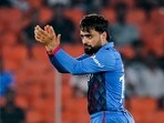 Afghanistan's Rashid Khan during the ICC Men's Cricket World Cup 2023 match between Afghanistan and South Africa