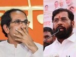 Uddhav Thackeray (left) and Eknath Shinde Uddhav Thackeray (left) and Eknath Shinde