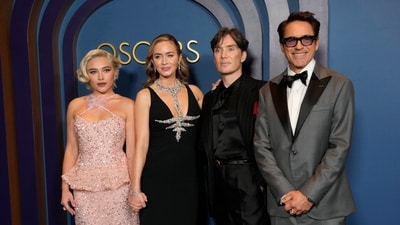 Cillian Murphy steps out fresh off his Golden Globes success as he poses with his Oppenheimer co-stars Florence Pugh, Robert Downey Jr and Emily Blunt at the Governors Awards. The Governors Awards is an annual event celebrating awards conferred by the Academy of Motion Picture Arts and Sciences' Board of Governors. (AP) Cillian Murphy steps out fresh off his Golden Globes success as he poses with his Oppenheimer co-stars Florence Pugh, Robert Downey Jr and Emily Blunt at the Governors Awards. The Governors Awards is an annual event celebrating awards conferred by the Academy of Motion Picture Arts and Sciences' Board of Governors. (AP)