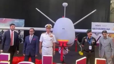 The UAV embarked on its journey from Hyderabad to Porbandar, marking its induction into naval maritime operations. (ANI/Screengrab)
