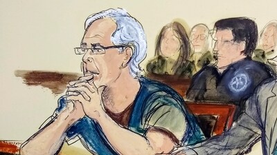 FILE - In this courtroom artist's sketch, Jeffrey Epstein listens during a bail hearing in federal court in New York on July 15, 2019. (Elizabeth Williams via AP, File) (AP) FILE - In this courtroom artist's sketch, Jeffrey Epstein listens during a bail hearing in federal court in New York on July 15, 2019. (Elizabeth Williams via AP, File) (AP)