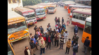 Lucknow: UPSRTC buses parked at Kaiserbagh Bus Stand. (PTI File Photo) Lucknow: UPSRTC buses parked at Kaiserbagh Bus Stand. (PTI File Photo)