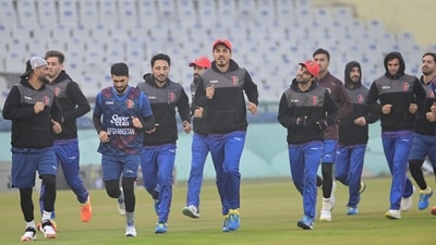 Members of the Afghanistan team during a practice session at the IS Bindra PCA stadium in Mohali on Monday (HT_PRINT) Members of the Afghanistan team during a practice session at the IS Bindra PCA stadium in Mohali on Monday (HT_PRINT)