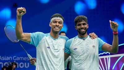 Satwiksairaj Rankireddy and Chirag Shetty at the 19th Asian Games, in Hangzhou (PTI) Satwiksairaj Rankireddy and Chirag Shetty at the 19th Asian Games, in Hangzhou (PTI)
