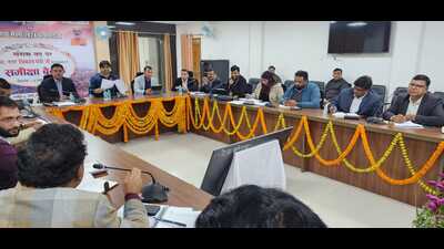 Review meeting underway in Prayagraj . (HT) Review meeting underway in Prayagraj . (HT)