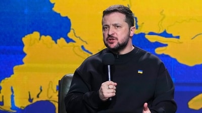 Russia-Ukraine War: Ukrainian President Volodymyr Zelensky speaks during his end-of-the-year news conference in Kyiv, Ukraine. (AP) Russia-Ukraine War: Ukrainian President Volodymyr Zelensky speaks during his end-of-the-year news conference in Kyiv, Ukraine. (AP)