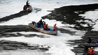 Toxic foam covers the Yamuna in November. (Arvind Yadav/HT Photo) Toxic foam covers the Yamuna in November. (Arvind Yadav/HT Photo)