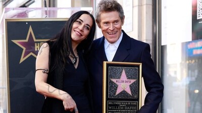 Willem Dafoe poses with wife Italian film director Giada Colagrande. "Finally, thank you to my wife Giada Colagrande, who teaches me gratitude and reminds me not to spit on my luck," he said while thanking her during the ceremony. Dafoe and Giada Colagrande, have worked on four films together: Padre, A Woman, Before It Had A Name, and the documentary Bob Wilson's Life And Death Of Marina Abramovic. (AFP) Willem Dafoe poses with wife Italian film director Giada Colagrande. "Finally, thank you to my wife Giada Colagrande, who teaches me gratitude and reminds me not to spit on my luck," he said while thanking her during the ceremony. Dafoe and Giada Colagrande, have worked on four films together: Padre, A Woman, Before It Had A Name, and the documentary Bob Wilson's Life And Death Of Marina Abramovic. (AFP)