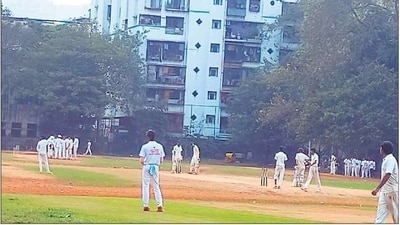 Matches being played at Matunga’s Major Dhadkar Maidan on Tuesday. The risk at Mumbai’s maidans is that the matches are played on pitches adjacent to each other. (HT Photo)