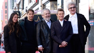 Samantha Quan, Sean Baker, Walter Hill and Wim Wenders join Willem Dafoe at the unveiling of his Hollywood Walk of Fame star. He has received four Oscar nominations, including one for best actor for his depiction of Van Gogh. (AFP) Samantha Quan, Sean Baker, Walter Hill and Wim Wenders join Willem Dafoe at the unveiling of his Hollywood Walk of Fame star. He has received four Oscar nominations, including one for best actor for his depiction of Van Gogh. (AFP)