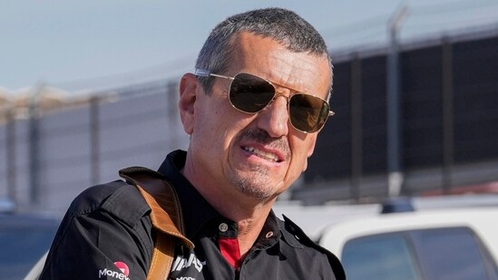 Guenther Steiner arrives before the sprint shootout ahead of the Formula One U.S. Grand Prix auto race at Circuit of the Americas (AP)