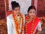 A lesbian couple from West Bengal after their marriage in a traditional ceremony, at a temple in Deoria district of Uttar Pradesh. (PTI) A lesbian couple from West Bengal after their marriage in a traditional ceremony, at a temple in Deoria district of Uttar Pradesh. (PTI)