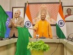 Uttar Pradesh Chief Minister Yogi Adityanath digitally attends the inauguration of direct flight services to Ayodhya. (PTI) Uttar Pradesh Chief Minister Yogi Adityanath digitally attends the inauguration of direct flight services to Ayodhya. (PTI)