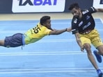 Chennai Quick Guns' Ramji Kashyap (L) in action during 2023-24 Ultimate Kho Kho