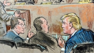 Former U.S. President Donald Trump is seen during an appeals hearing on Trump's claim of immunity in the federal case accusing him of illegally attempting to overturn his 2020 election defeat, in this courtroom sketch in U.S. District Court in Washington, U.S., January 9, 2024. REUTERS/Bill Hennessy (REUTERS)
