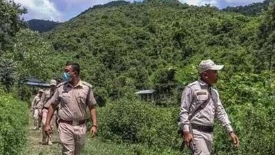 A police patrol party in a violence-hit area of Manipur. (AFP)