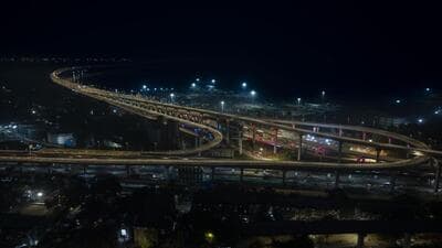 An aerial view of Sewri Nhava Sheva Atal Setu (Mumbai Trans Harbour Link Road) which will be inaugurated by PM Modi on January 12 (Hindustan Times/Anshuman Poyrekar) An aerial view of Sewri Nhava Sheva Atal Setu (Mumbai Trans Harbour Link Road) which will be inaugurated by PM Modi on January 12 (Hindustan Times/Anshuman Poyrekar)