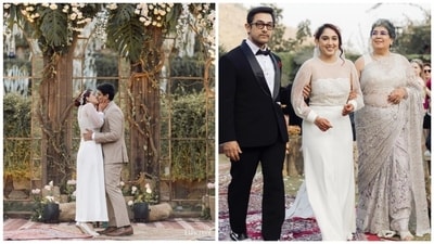 Ira Khan and Nupur Shikhare's kiss to Aamir Khan and Reena Dutta's walking daughter down the aisle, check out the beautiful wedding photos. Ira Khan and Nupur Shikhare's kiss to Aamir Khan and Reena Dutta's walking daughter down the aisle, check out the beautiful wedding photos.