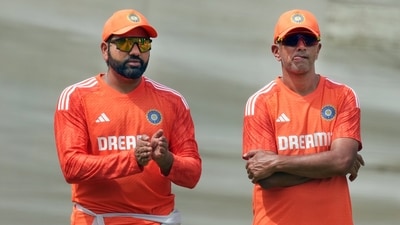 India's head coach Rahul Dravid and captain Rohit Sharma during a practice session (PTI) India's head coach Rahul Dravid and captain Rohit Sharma during a practice session (PTI)