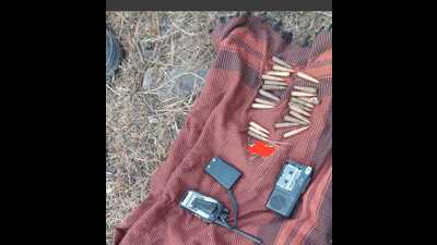 Security forces on Thursday foiled a terror plot by recovering four tiffin Improvised Explosive Devices (IEDs), a wireless set, AK ammunition and a tape recorder from a village in Rajouri district, said officials. (HT Photo)