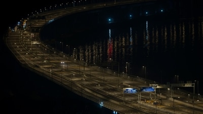 Aerial view of Sewri Nhava Sheva Atal Setu (Mumbai Trans Harbour Link Road) (Photo by Anshuman Poyrekar/ Hindustan Times) (Hindustan Times)