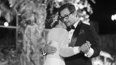 Photos from Ira Khan and Nupur Shikhare's wedding will melt your heart, especially this picture of Ira dancing with dad Aamir Khan. The actor looked handsome in a classic black tuxedo and kept his daughter close as the two danced at Ira's wedding party in Udaipur on January 10, 2024. Photos from Ira Khan and Nupur Shikhare's wedding will melt your heart, especially this picture of Ira dancing with dad Aamir Khan. The actor looked handsome in a classic black tuxedo and kept his daughter close as the two danced at Ira's wedding party in Udaipur on January 10, 2024.