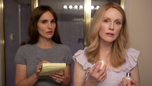 Natalie Portman and Julianne Moore in May December. Natalie Portman and Julianne Moore in May December.