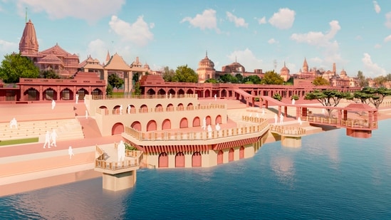Image of the Sarayu river ghats as per Ayodhya master plan. (PTI)