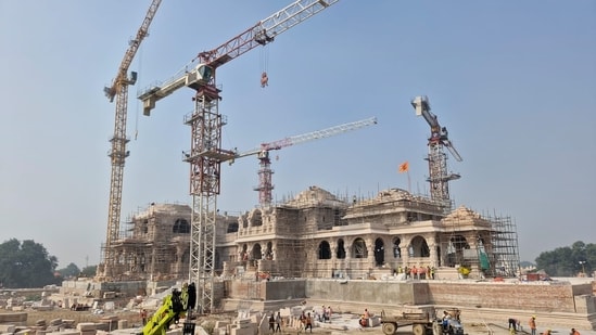 Ram Mandir is ready for “pran pratishtha” (consecration ceremony) of Ram Lalla (the child Ram) on January 22. (HT Photo)