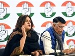 Congress leaders Supriya Shrinate and Pawan Khera addressing a press conference, at AICC headquarters. Congress leaders Supriya Shrinate and Pawan Khera addressing a press conference, at AICC headquarters.