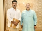 Ram Charan with Sunil Ambekar at the actor's residence in Hyderabad Ram Charan with Sunil Ambekar at the actor's residence in Hyderabad