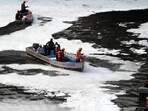 Toxic foam covers the Yamuna in November. (Arvind Yadav/HT Photo) Toxic foam covers the Yamuna in November. (Arvind Yadav/HT Photo)
