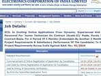ECIL Recruitment 2024: Apply for 1100 JTC Grade II posts till Jan 16 ECIL Recruitment 2024: Apply for 1100 JTC Grade II posts till Jan 16