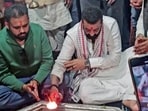 Actor Sanjay Dutt offered prayers at Vishnupad Temple in Gaya. (ANI Photo) Actor Sanjay Dutt offered prayers at Vishnupad Temple in Gaya. (ANI Photo)