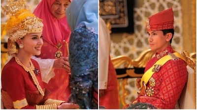 Brunei's Prince Abdul Mateen (L) marries Anisha Rosnah Isa-Kalebic (R) (Instagram/Prince Mateen)