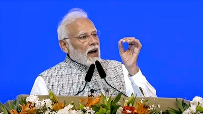 Prime Minister Narendra Modi addresses during the inauguration and foundation stone laying ceremony of various developmental works in the state, in Navi Mumbai (PTI) Prime Minister Narendra Modi addresses during the inauguration and foundation stone laying ceremony of various developmental works in the state, in Navi Mumbai (PTI)