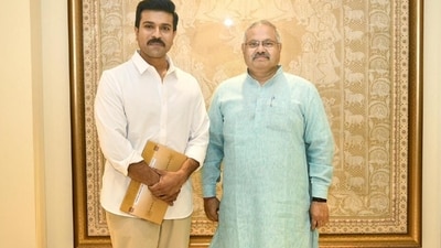 Ram Charan with Sunil Ambekar at the actor's residence in Hyderabad Ram Charan with Sunil Ambekar at the actor's residence in Hyderabad