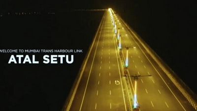 The Mumbai Trans Harbour Link, spanning 21.8 km, is officially named Atal Bihari Vajpayee Sewri-Nhava Sheva Atal Setu. (ANI) The Mumbai Trans Harbour Link, spanning 21.8 km, is officially named Atal Bihari Vajpayee Sewri-Nhava Sheva Atal Setu. (ANI)