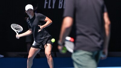 Poland's Iga Swiatek hits a shot during a practice session on Rod Laver Arena in Melbourne on January 11, 2024, ahead of the Australian Open tennis tournament (AFP) Poland's Iga Swiatek hits a shot during a practice session on Rod Laver Arena in Melbourne on January 11, 2024, ahead of the Australian Open tennis tournament (AFP)