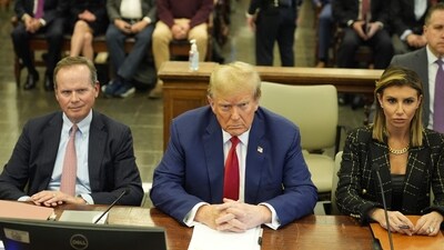 TOPSHOT - Former US President Donald Trump sits in New York State Supreme Court during the civil fraud trial against the Trump Organization, in New York City on January 11, 2024. (Photo by Seth Wenig / POOL / AFP) (AFP)