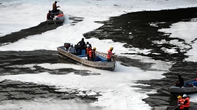 Toxic foam covers the Yamuna in November. (Arvind Yadav/HT Photo) Toxic foam covers the Yamuna in November. (Arvind Yadav/HT Photo)