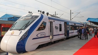 A file photo of a Vande Bharat Express train during its flag-off ceremony at the Katra Railway Station, A file photo of a Vande Bharat Express train during its flag-off ceremony at the Katra Railway Station,