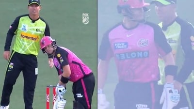 Warner had a lot to say to Smith as the match began Warner had a lot to say to Smith as the match began
