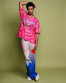 Babil Khan in a a bright pink shirt and multicoloured pants (Photo: Instagram) Babil Khan in a a bright pink shirt and multicoloured pants (Photo: Instagram)